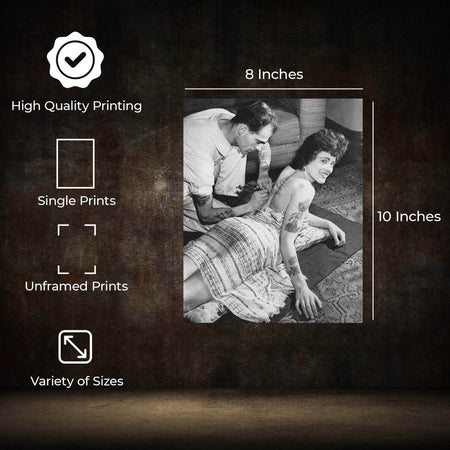 InkFlow Goth Vintage Tattooed Lady Poster for Wiccan & Goth Art - Retro and Edgy Art Print for Bedroom, Living Room, or Office - Unique Wall Decor - 11x14 Unframed Canvas Wall Art - Infinity Beyond Crafts