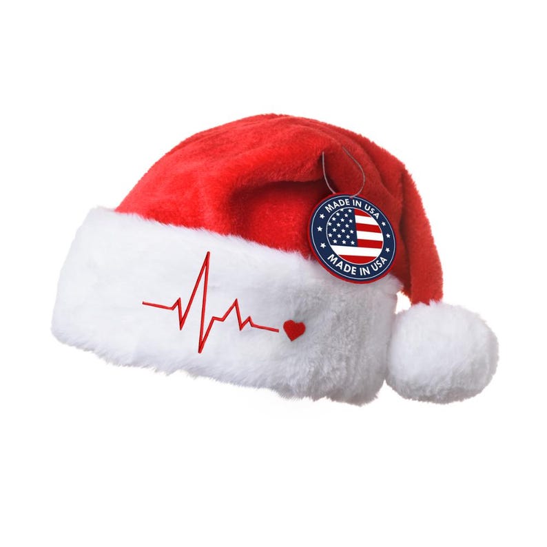 Pulse Medical Christmas Santa Hat - Comfortable Cute Holiday Hat for Nurses Doctors & Healthcare Workers